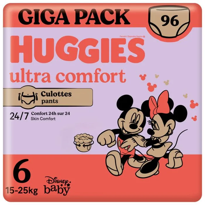 HUGGIES Ultra Comfort - Culottes bébé Taille 6 (15kg-25kg-0