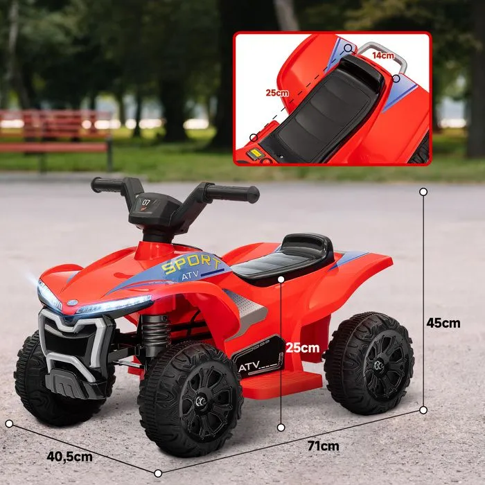 Quad électrique enfant - AIYAPLAY - 6V - vitesse de 2,5 km/h - avec phares - pour enfants 18-36 mois - rouge-3