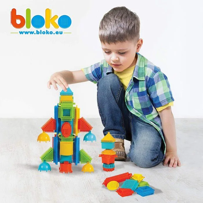 Jeu de Construction et assemblage - BLOKO - Baril de Rangement Vert + 100 Bloko + 1 plaque de Jeu - Dès 12 mois-3
