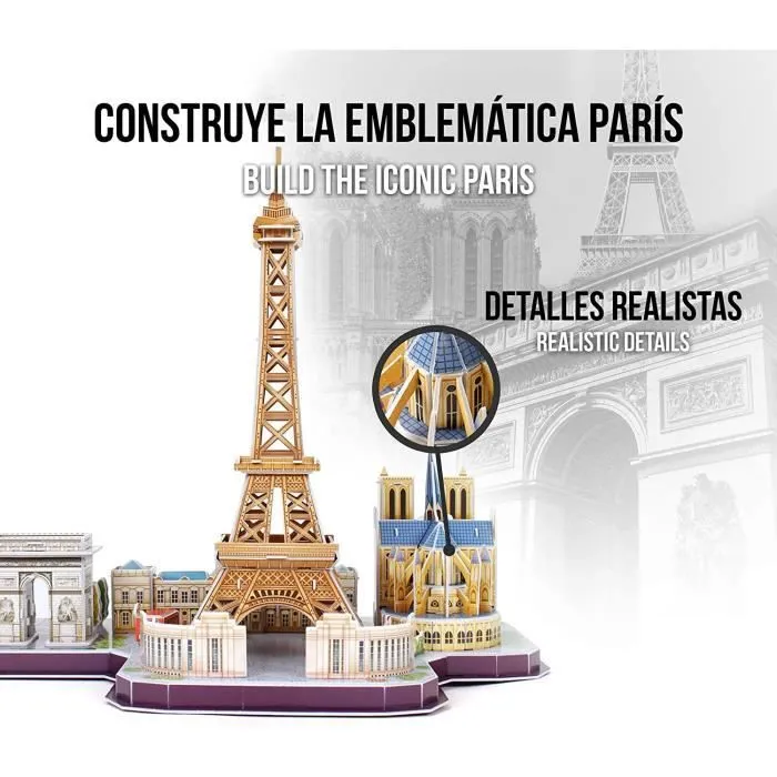 Puzzle 3D Tour Eiffel Paris - XTREM RAIDERS - Enfant 8 ans et plus - Voyage et cartes - Carton plume prédécoupé-3