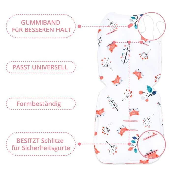 Coussin de siège de poussette 75 x 35 cm - coussin pour Réducteur siège auto pour de enfant -Minky Renard en terre cuite-3