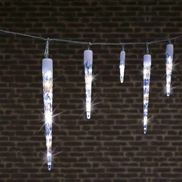 Rideau stalactite - Feeric lights & christmas - 10 glaçons - 63 LED - Blanc froid/chaud - Extérieur-0
