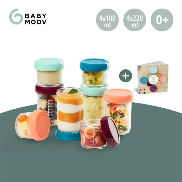 Babymoov Babybols en verre - Multiset - Pots de conservation hermétiques 4x100 ml + 4x220 ml-2