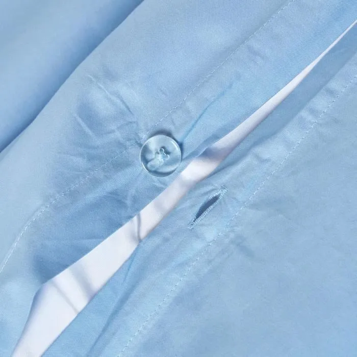 Housse de couette et taies d'oreiller unies coton égyptien 200 fils Bleu 260 x 220 cm-1