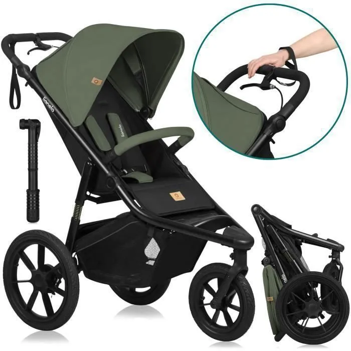 Poussette tout terrain LIONELO Azura - Sportive - Jusqu'à 22kg - Frein double - Pompe inclus - Vert-4
