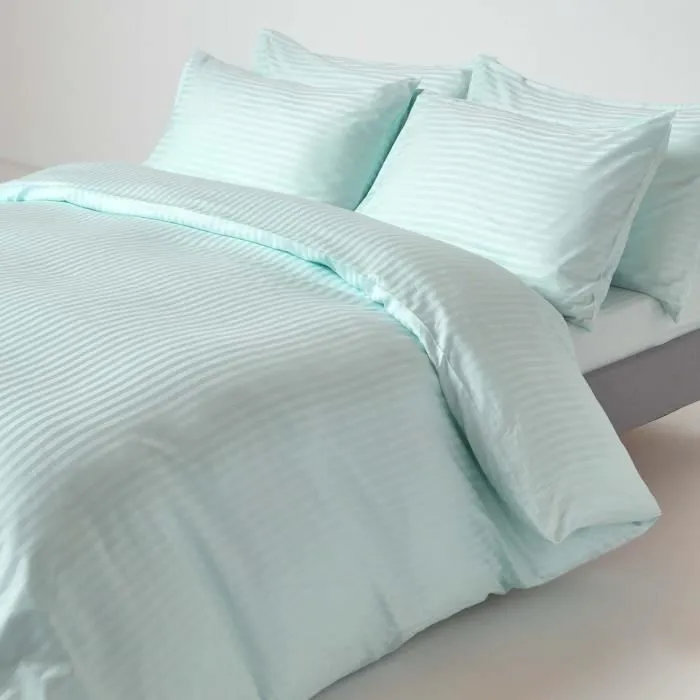 Drap-housse rayé 140 x 190 cm 100% coton égyptien 330 fils coloris bleu-3