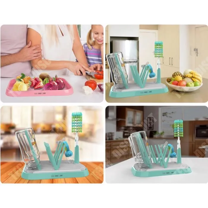 TD® egouttoir biberons pliable universel sechoir bebe vaisselle plastique porte gobelet bouteille corbeille hygiene fruits accessoir-3