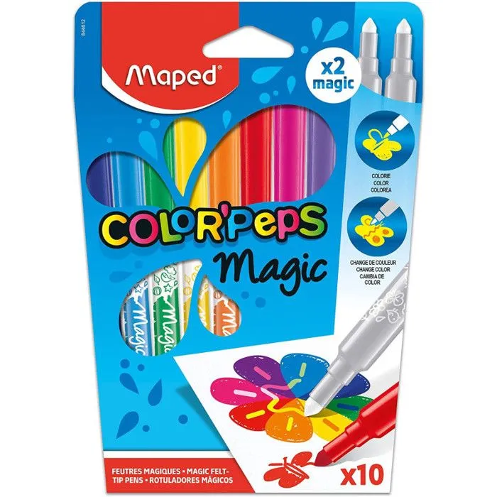 Feutres de coloriage - Maped - Magiques - Encre qui Change de Couleur - 10 Feutres Assortis - Pour Enfants-0