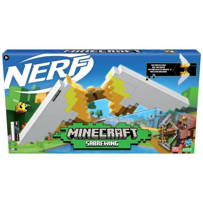 Arc motorisé Nerf Minecraft Sabrewing - 8 fléchettes - Inspiré de Minecraft-0