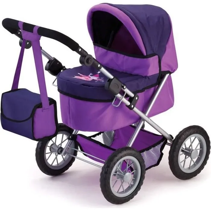 Poussette Landau Pour Poupée Trendy Pourpre - BAYER DESIGN - Réglable - Convient aux poupées jusqu'à 46 cm-0
