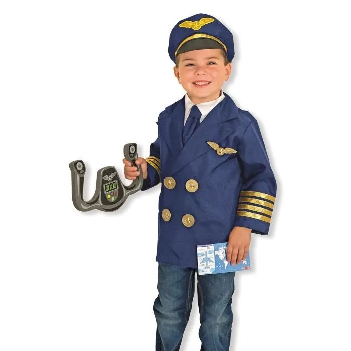 Costume de Pilote - MELISSA & DOUG - Levier de commande - Veste avec plastron - Bleu-1