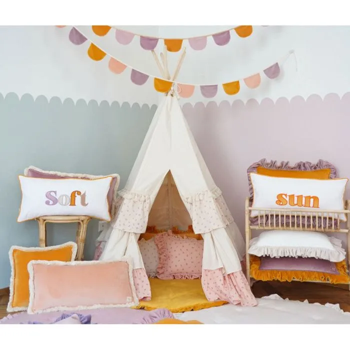 Tente Tipi Rose Blanc avec volants-2