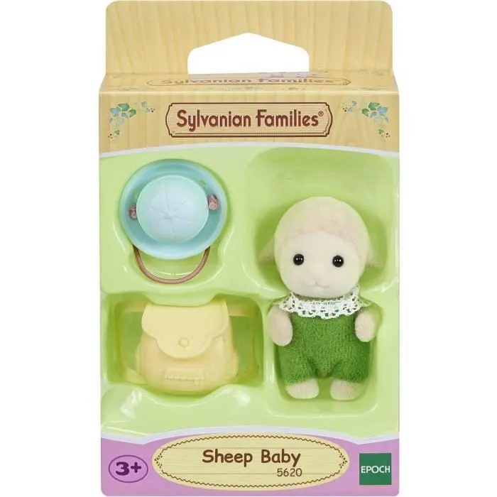 SYLVANIAN FAMILIES - Bébé mouton avec chapeau et sac - Couleur beige - Mixte - A partir de 3 ans-4