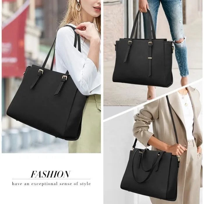 Bebeboutik NEWHEY Sac Cabas Femmes Grand PU Cuir Sac de Cours Sac Ordinateur Portable Sac a Main pour Les Cours Lycee 15.6 Pouces