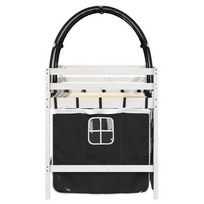 vidaXL Lit Mezzanine Enfants avec Tunnel, Lit Intermédiaire avec Rangement, Meuble de Chambre à Coucher, Moderne, Blanc/Noir 3283838-5
