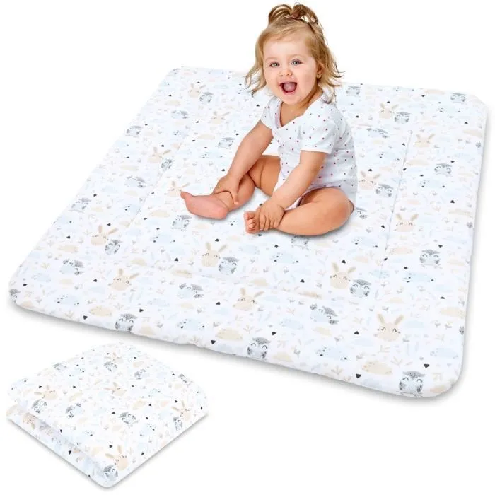 Tapis d'éveil pour bébé - TOTSY BABY - Hiboux - 100x100 cm - Gris Clair-0