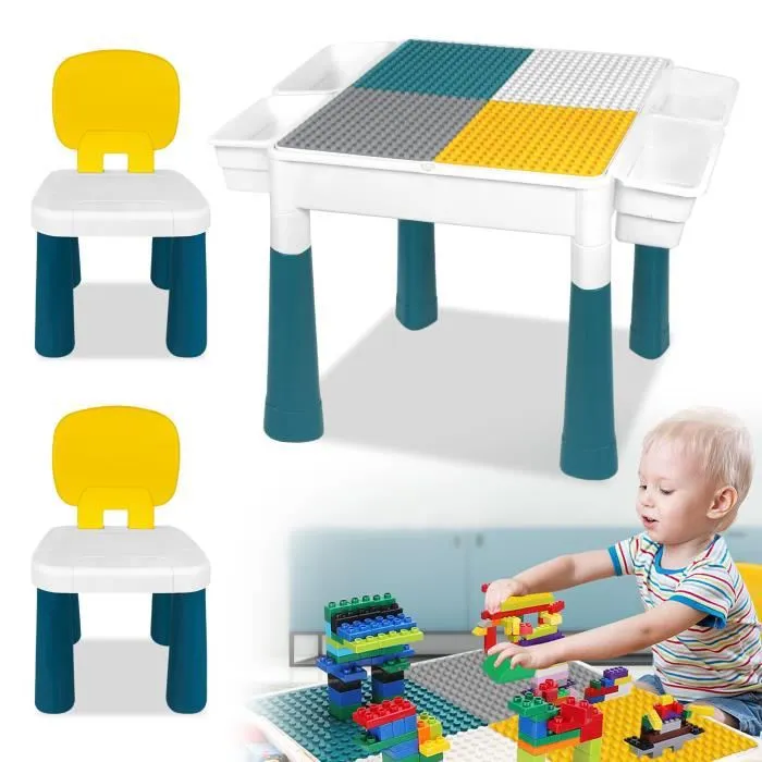 Table de jeu 6 en 1 pour enfant LARS360 - Plateau double face - PP + ABS - Blanc-0