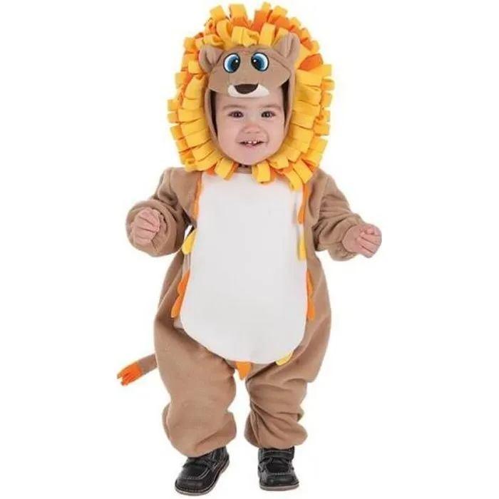 Déguisement Petit Lion rigolo pour bébé - Multicolore - Combinaison et capuche - Intérieur-0