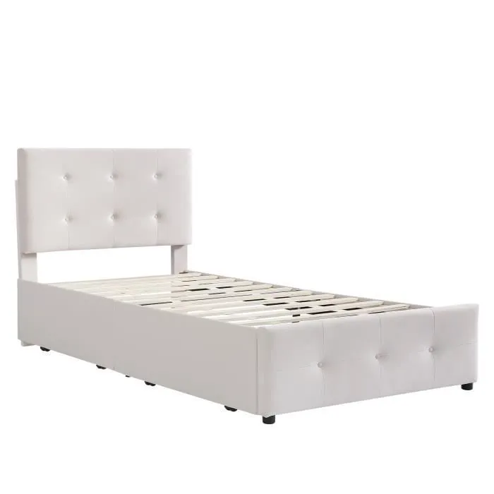 Lit simple pour adulte ou enfant 90 x 200cm 1 place, Style scandinave (sans matelas) RUIDA-1