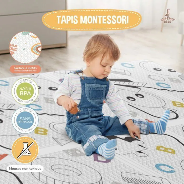 Tapis de Jeu en mousse, épais et pliable pour enfants - 180 x 120 x 1 cm - RAINBOW SKY | SUPERBE BEBE-5