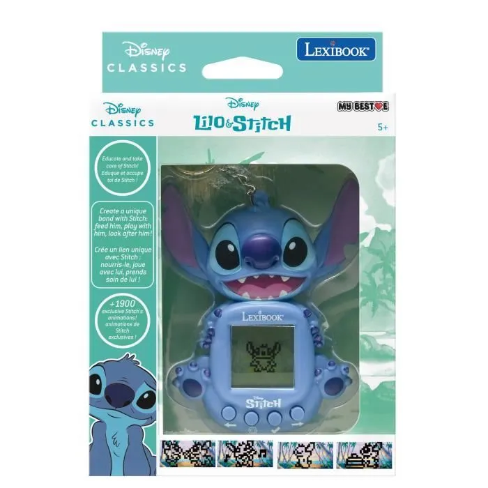 LEXIBOOK Mon compagnon virtuel Stitch, My Best-e, Console de jeu portable pour enfants, Ecran colorisé, Disney, JLMB10D, Dès 5 ans-5