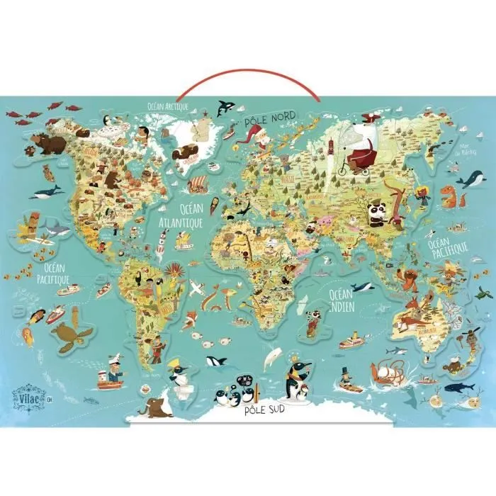 Mapa del mundo magnético - Vilac - Version en español - 76 cm - 50 cm - Mixte-0