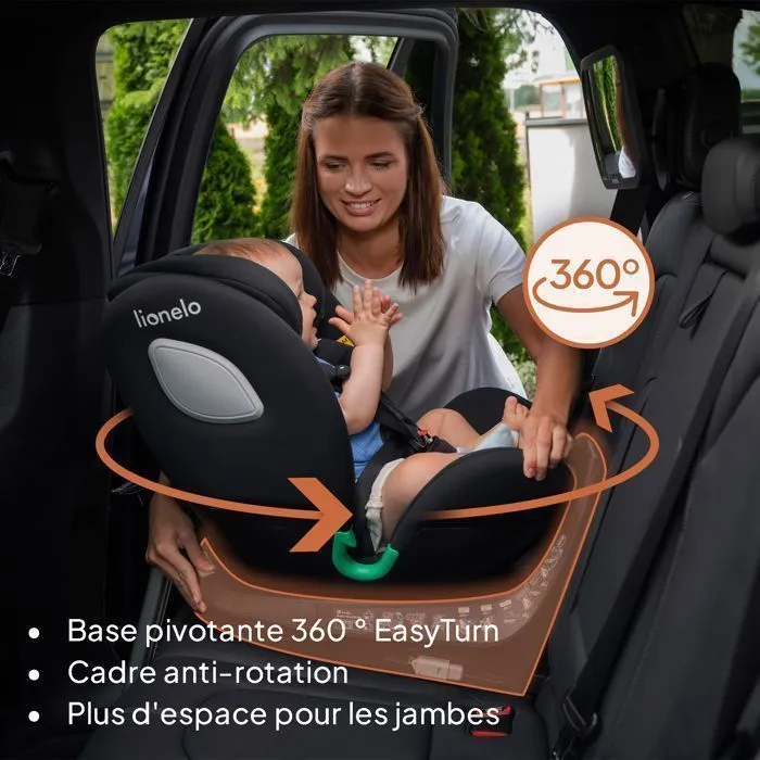 Siège-auto 360° LIONELO Braam iSize - ISOFIX - Base pivotante 360° - 40-150 cm - Groupe 0/1/2/3 - Noir-1
