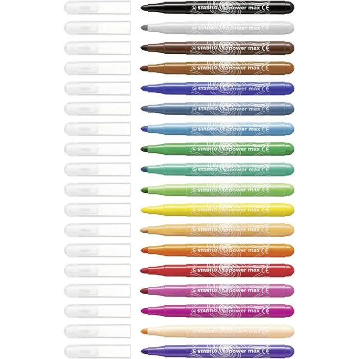Feutres de coloriage - STABILO - Power Max - 18 Assortis - Pointe moyenne - Encre lavable-2