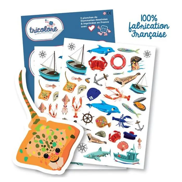 Gommettes - Mer - Poisson - Bateau - 70 pièces-1