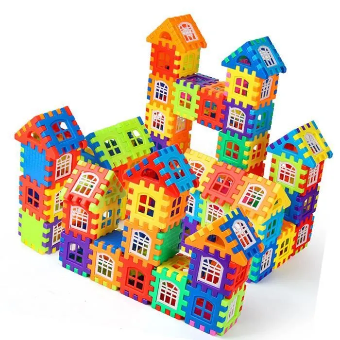 ABIL Jouet de bloc de construction de maison Blocs de Bloc de construction de 140 pièces avec panneau de fenêtre de 46 piè VGEBY-3