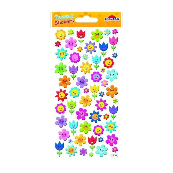 Autocollants réutilisables - Relief 3D - Fleurs - Paillettes-1