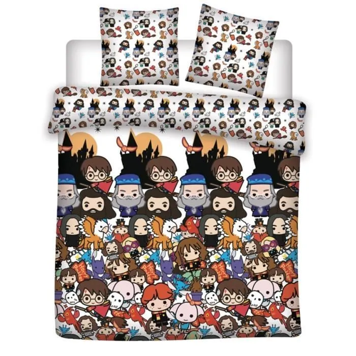 Harry Potter Emoji - Parure de lit double enfant 2 places - Housse de Couette 200x200 cm et 2 Taies d’oreiller 63x63 cm.-0