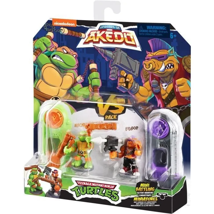 Figurines Tortues Ninja Michelangelo vs Bebop - Akedo - Moose Toys - Coffrets duel à collectionner-0