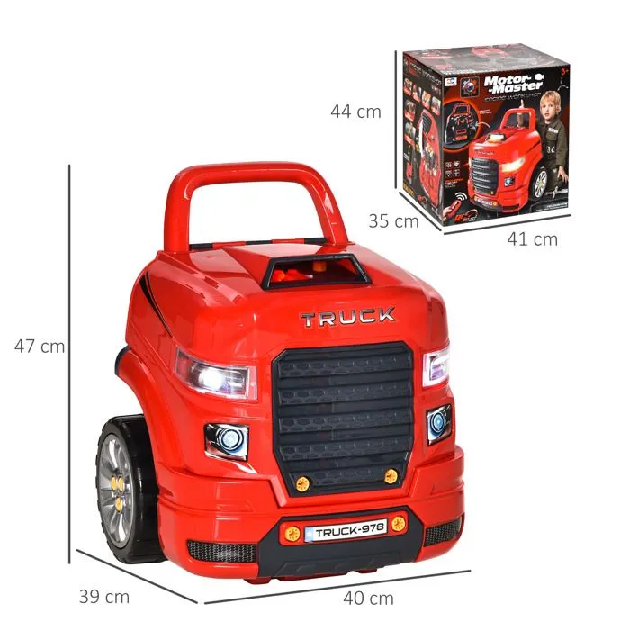 HOMCOM - Bloc moteur de voiture - PP - 40x39x47cm - Rouge, Noir-3