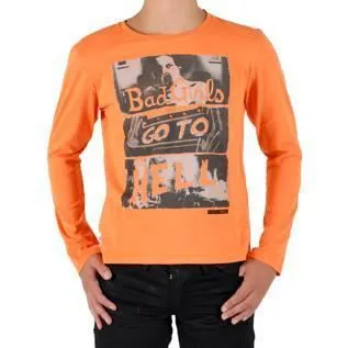 Tee shirt enfant manches longues Japan Rags - Sheldon Blanc - Orange - Regular - 100% Coton-0