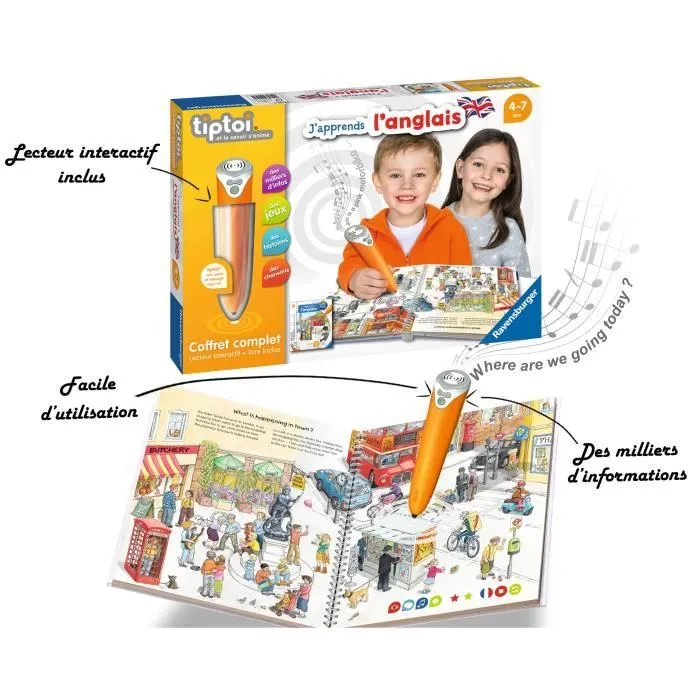 tiptoi® - Coffret complet lecteur interactif + Livre J'apprends l'anglais - Ravensburger - Jeu électronique éducatif - Dès 4 ans-2