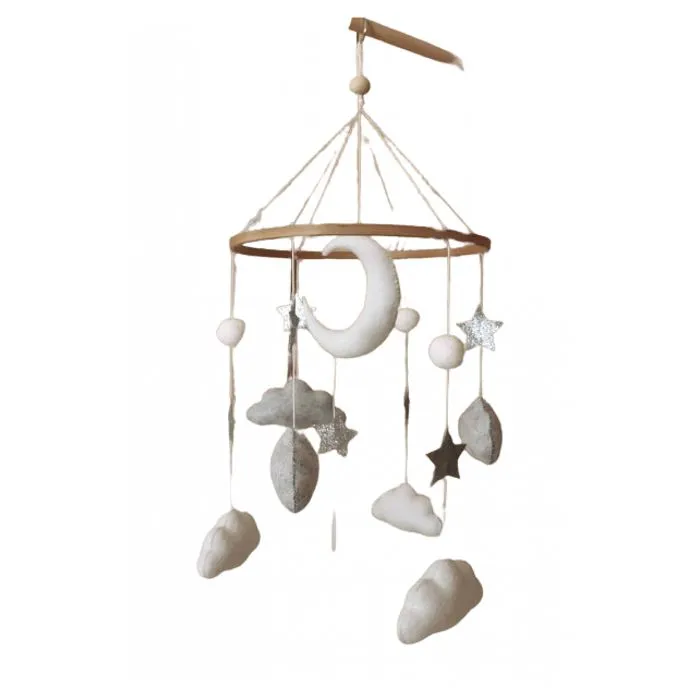 Mobile Musical Bébé - Mobile bébé Moon And Stars fait main - mobile musical pour lit-0