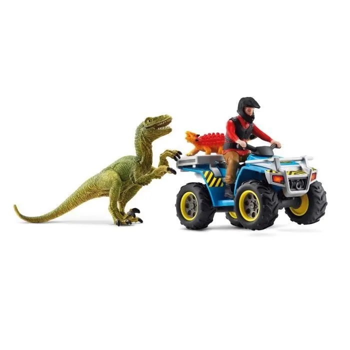 Fuite sur quad face au vélociraptor - Ensemble de Jouets Préhistoriques de 5 Pièces pour Garçons et Filles à Partir de 4 ans --0