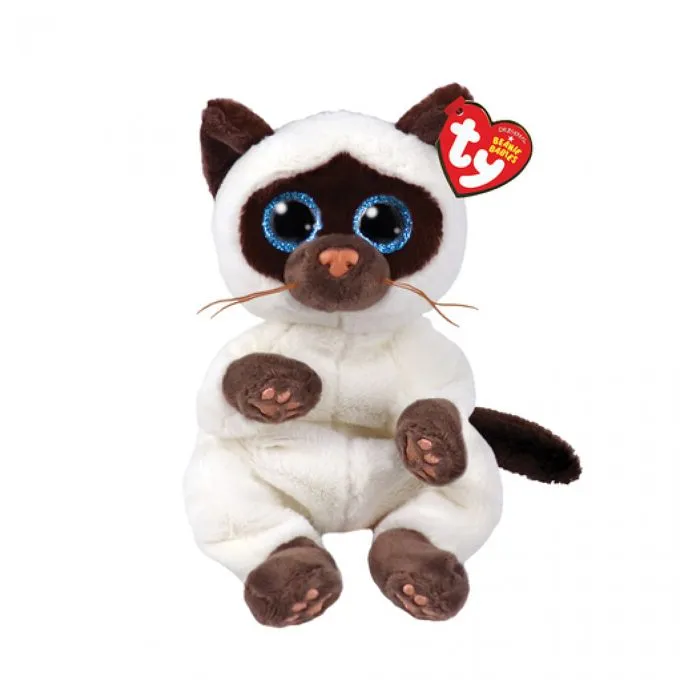 TY BEANIE BABIES-PELUCHE MISO LE CHAT 15 CM, GRIS, TY40548-0