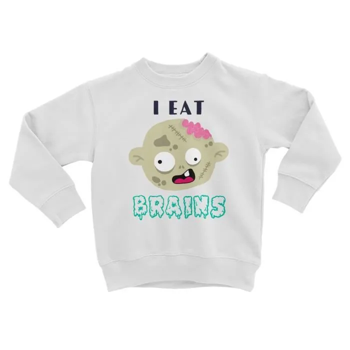 Sweatshirt Enfant I eat Brains Zombie Halloween Peur Horreur-0
