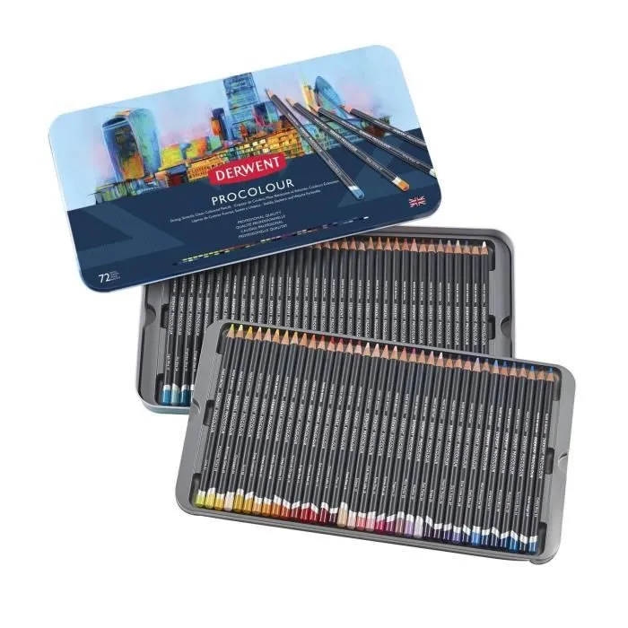 Crayon - DERWENT - Procolour - Lot de 72 - Multicolore - Résistant et lisse-0