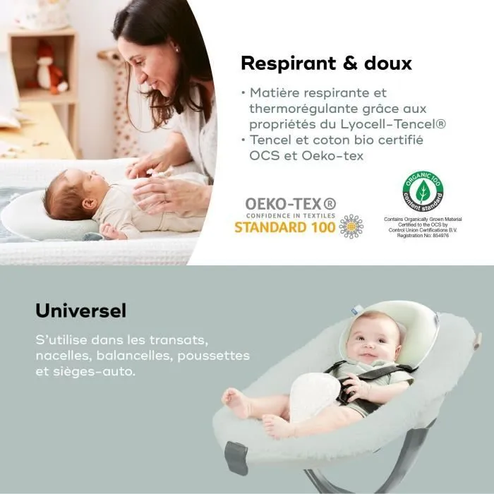 Cale tête bébé - BABYMOOV - Cosyhead - Morphologique pour bébé - Coton bio certifié Oeko-Tex - Fresh Sage Green-3