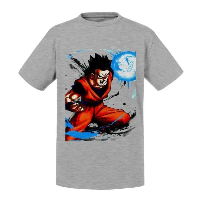 T-shirt Enfant Gris Dragon Ball Gohan Sangohan Dbz Manga Anime-0