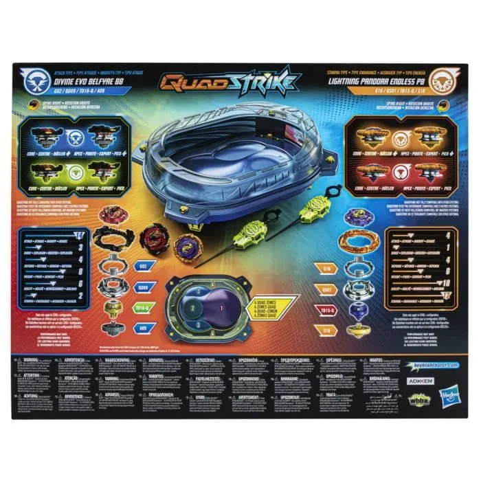 Beyblade Burst QuadStrike, set de combat Thunder Edge avec arène Beystadium, 2 toupies et 2 lanceurs, à partir de 8 ans-3