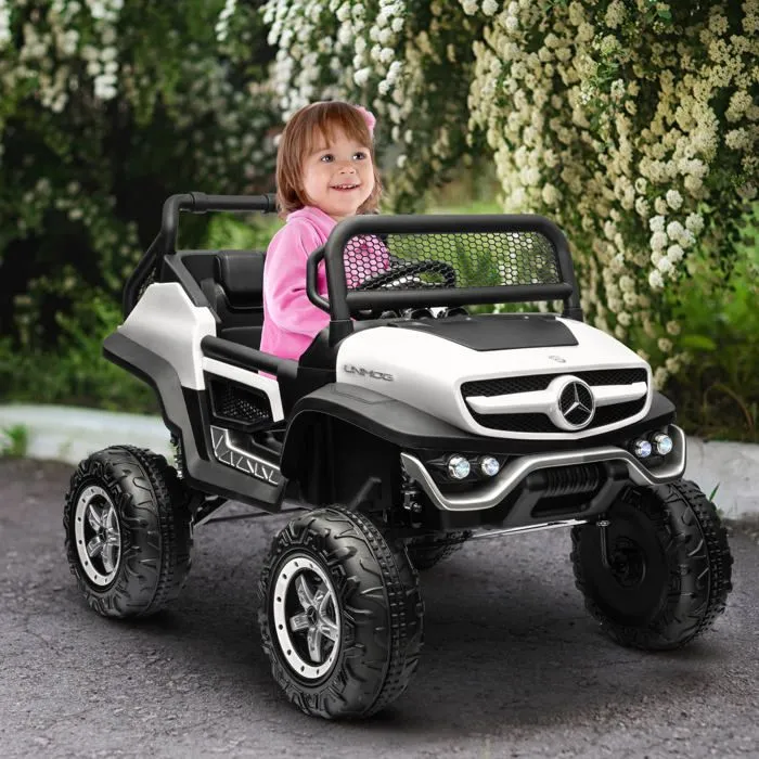 Voiture électrique pour enfants - HOMCOM - Mercedes-Benz Unimog - avec télécommande, roues suspendues, klaxons, lumières, musique-2
