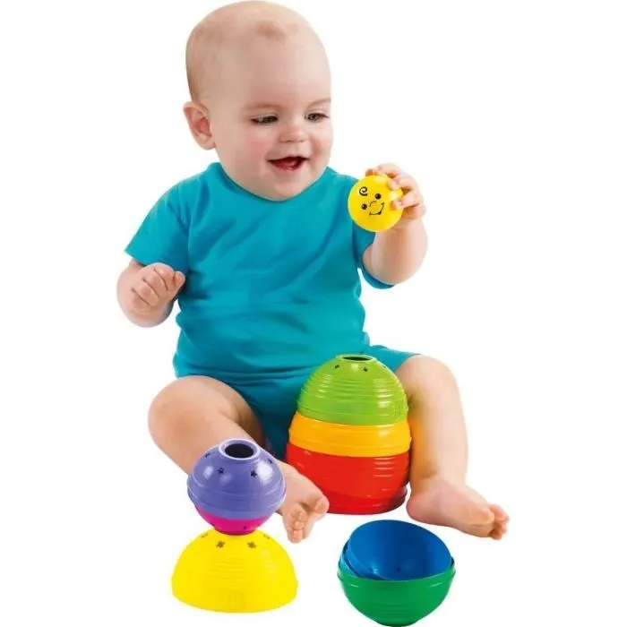 Jouet d'empilage et de roulage - FISHER PRICE - Tasses Roul'empilo - 10 tasses numérotées et colorées - Mixte-1
