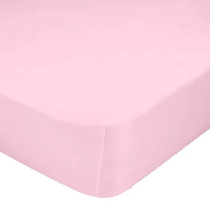 Drap-housse - Basic - 90x200 - Rose pâle - Coton - 100% naturel-0