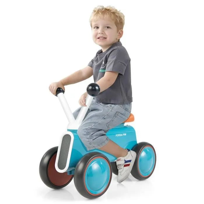 COSTWAY Draisienne Bébé 1 An, Vélo d Équilibre sans Pédale 4 Roues - Direction à 135°Cadeau pour Fille Garçon 10 à 24 mois-0