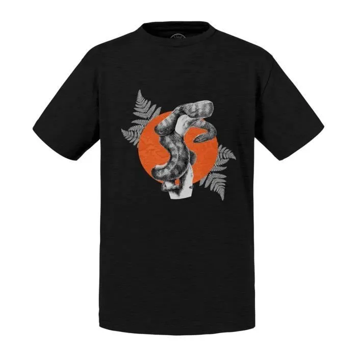 T-shirt Enfant Noir Serpent à Tete Noire Minimaliste Biologie Illustration Ancienne-0