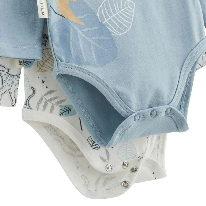 Lot de 2 bodies bébé - Félintrépide - Bleu - Manches longues - Imprimé félin - STANDARD 100 by OEKO-TEX®-3